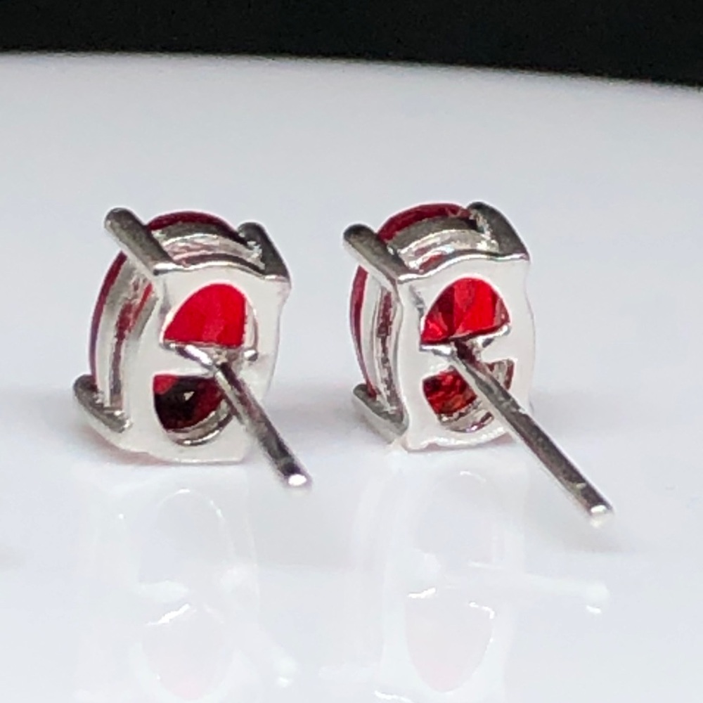 925 Lab Created 0val Ruby Studs - image 8